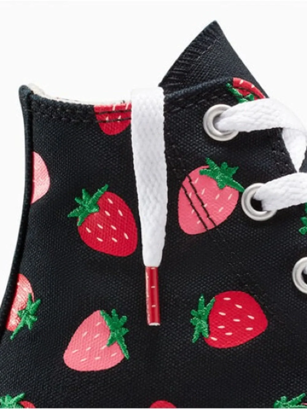 Converse Kids Black High-Top Sneakers with Pink & Red Strawberry Print